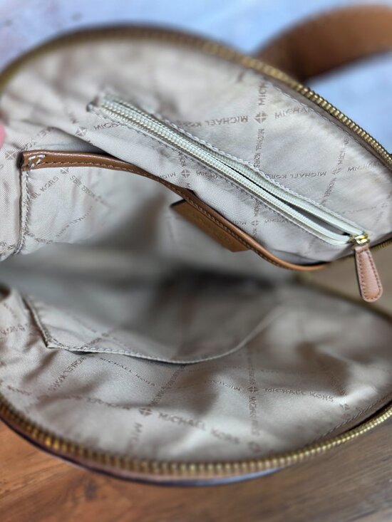 Michael Kors Abbey Erin Signature MK Vanilla Brown Backpack Purse main image 9